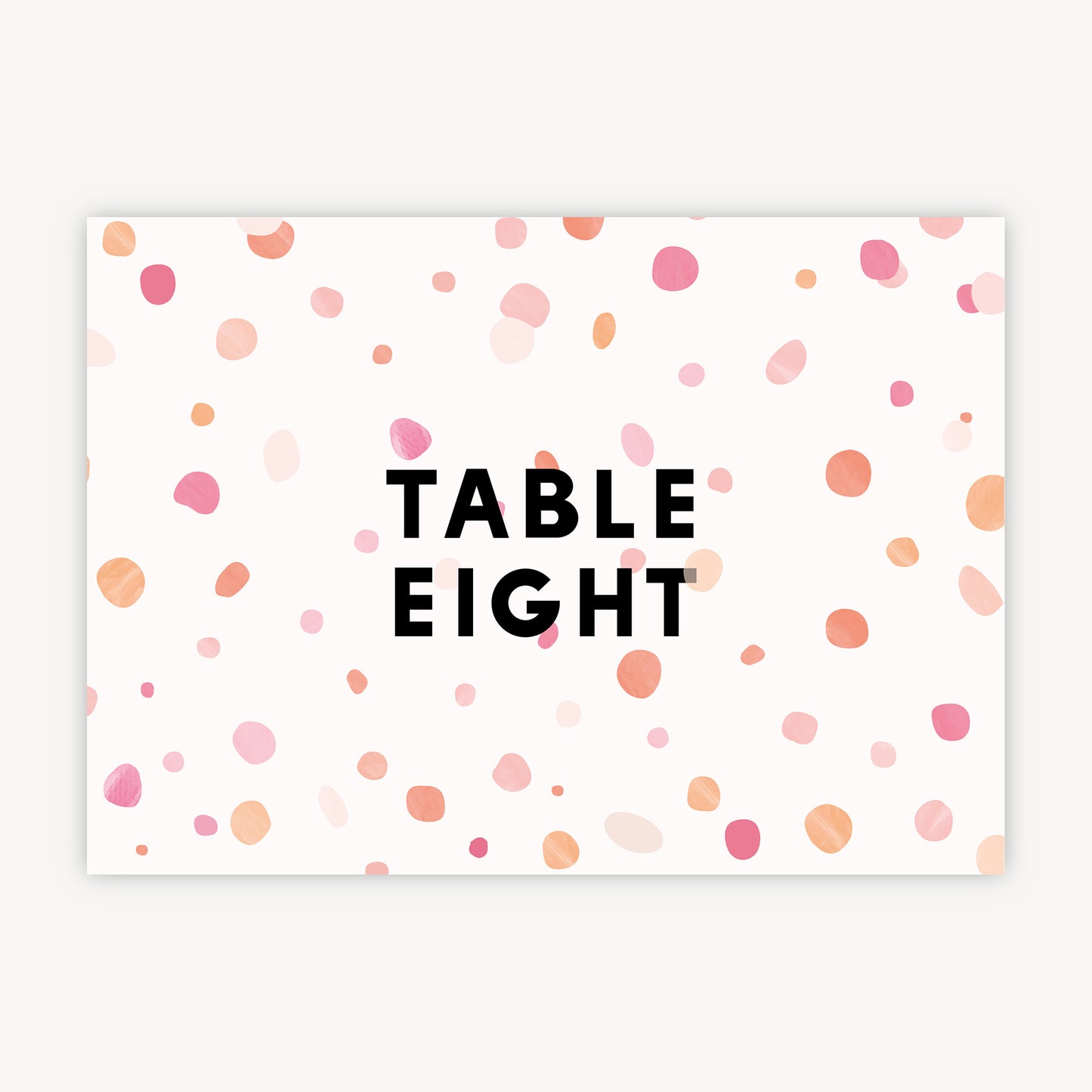 Bright Pink Confetti Wedding Table Number