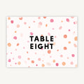 Bright Pink Confetti Wedding Table Number