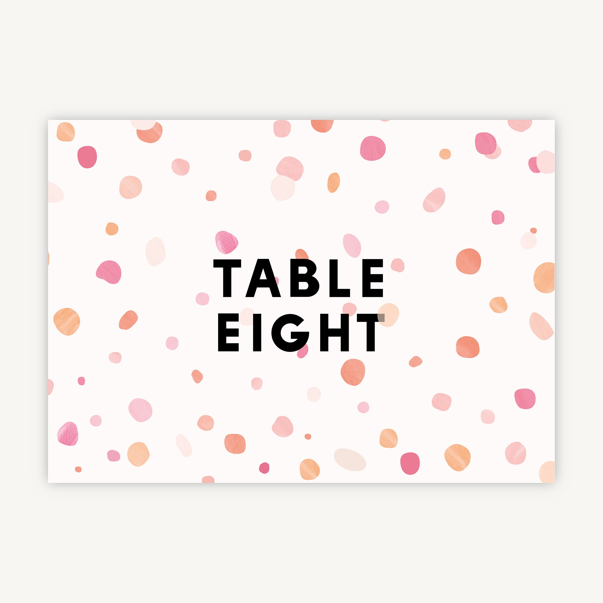 Bright Pink Confetti Wedding Table Number