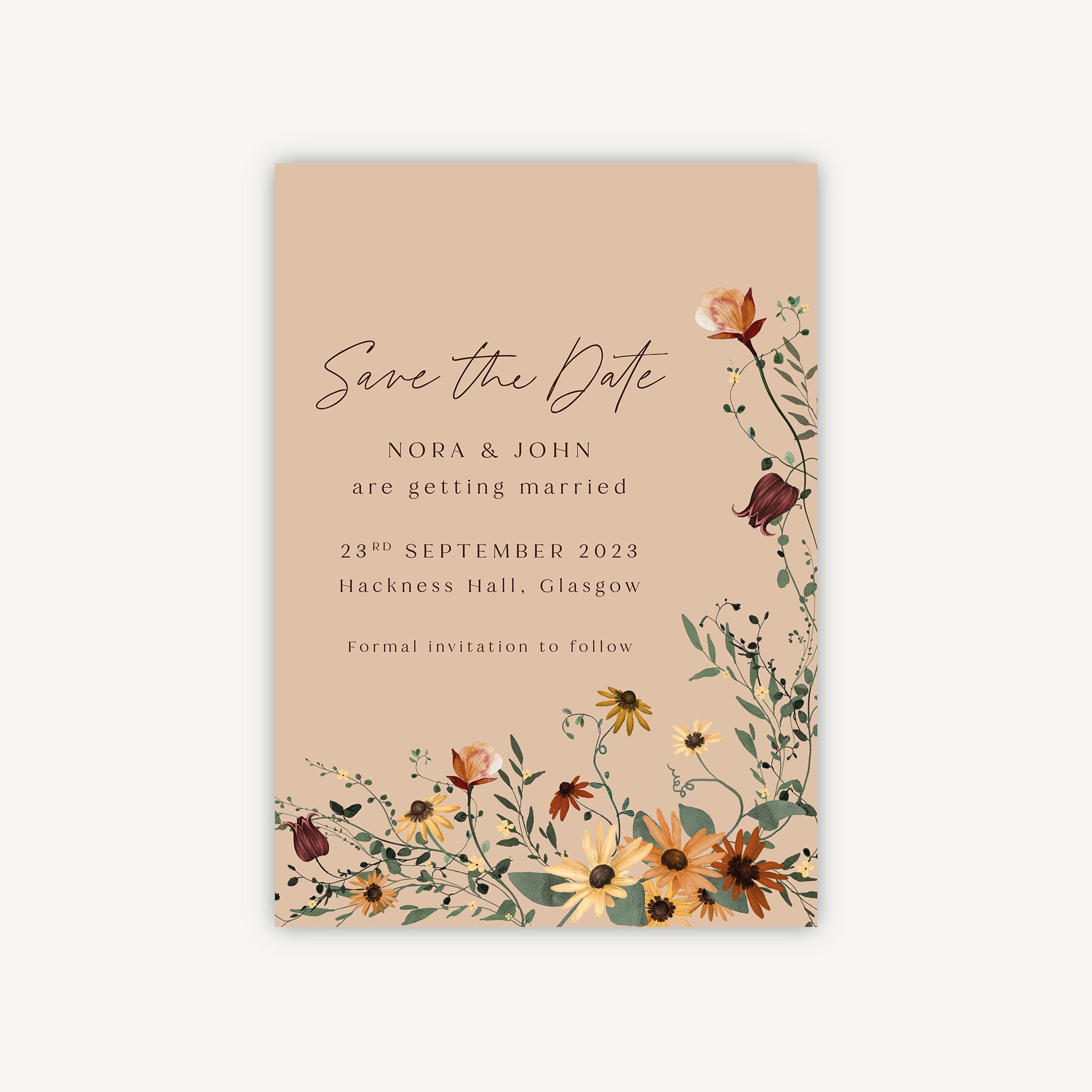 Autumn Wildflowers Wedding Save the Date