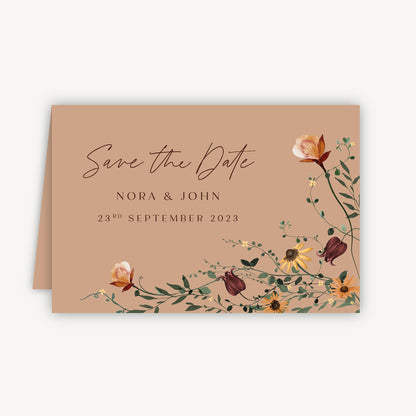 Autumn Wildflowers Folded Wedding Save the Date