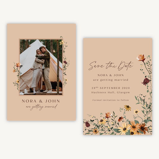 Autumn Wildflowers Photo Wedding Save the Date