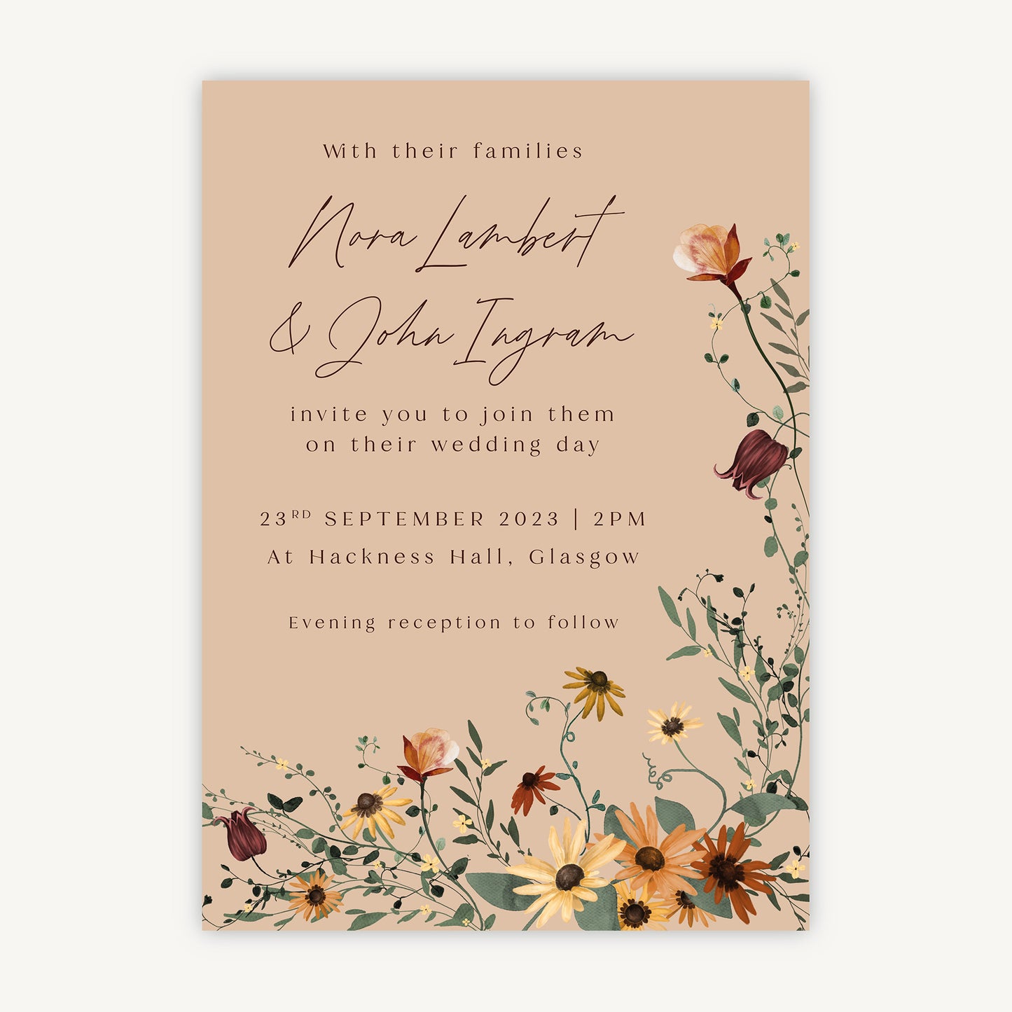 Autumn Wildflowers Wedding Invitation