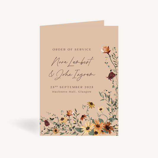 Autumn Wildflowers Wedding Order of Service