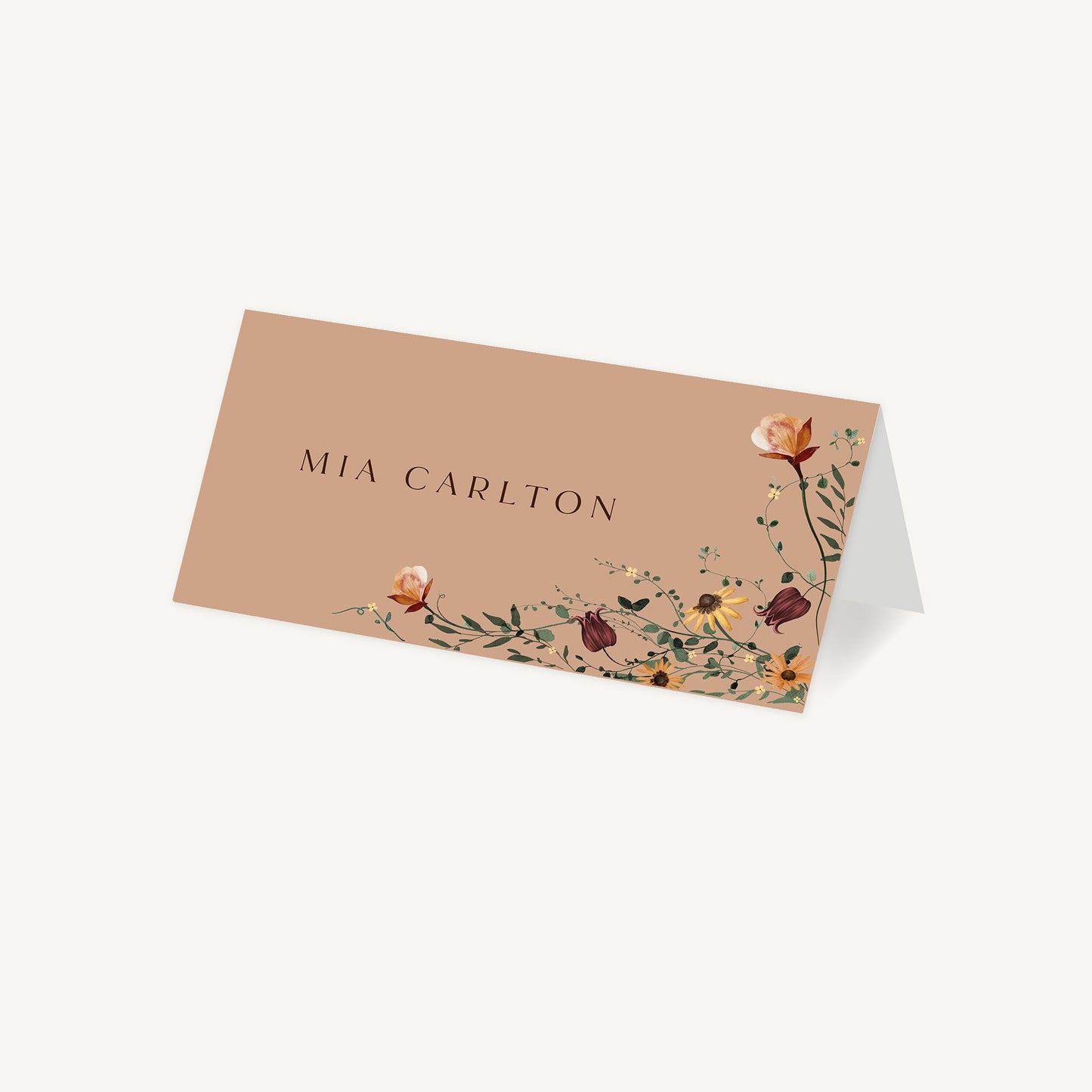 Autumn Wildflowers Wedding Place Card