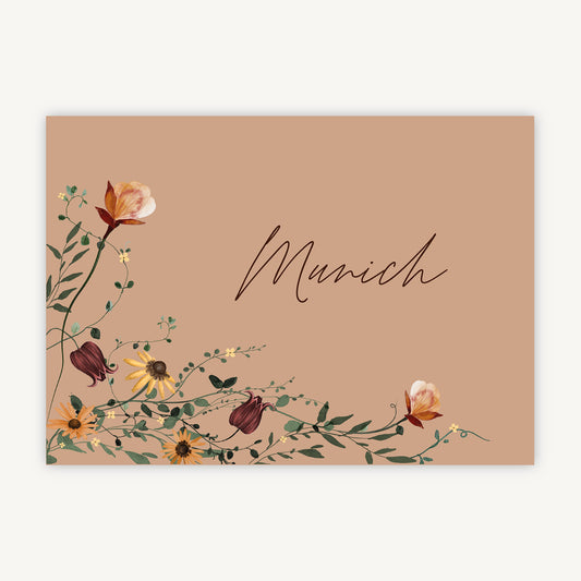 Autumn Wildflowers Wedding Table Name