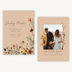 Autumn Wildflowers Photo Wedding Thank You Card