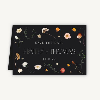 Winter Floral Folded Wedding Save the Date