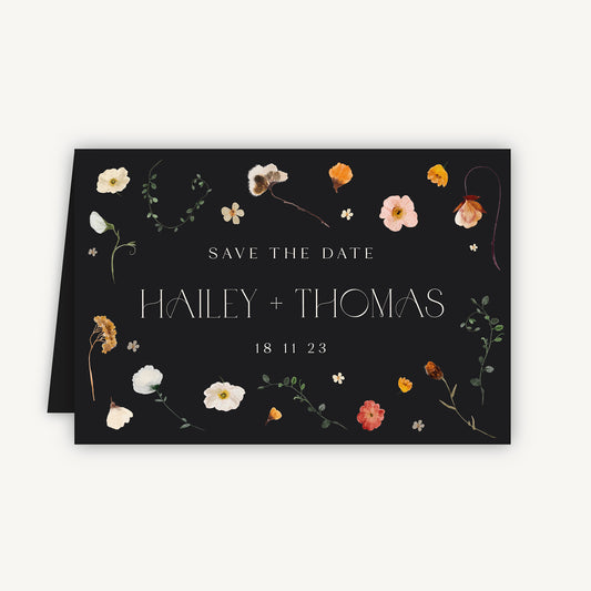 Winter Floral Folded Wedding Save the Date