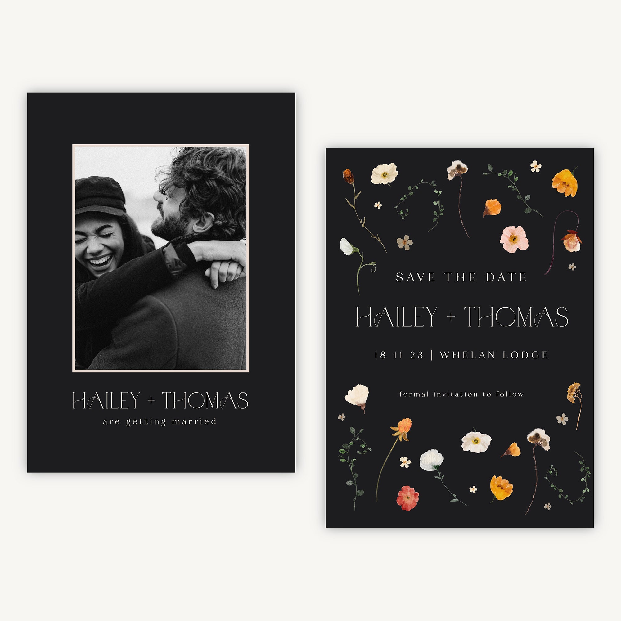 Winter Floral Photo Wedding Thank You Card