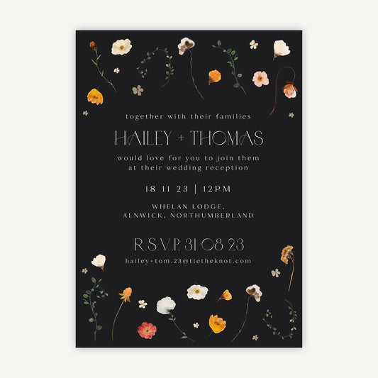 Winter Floral Evening/Reception Wedding Invitation