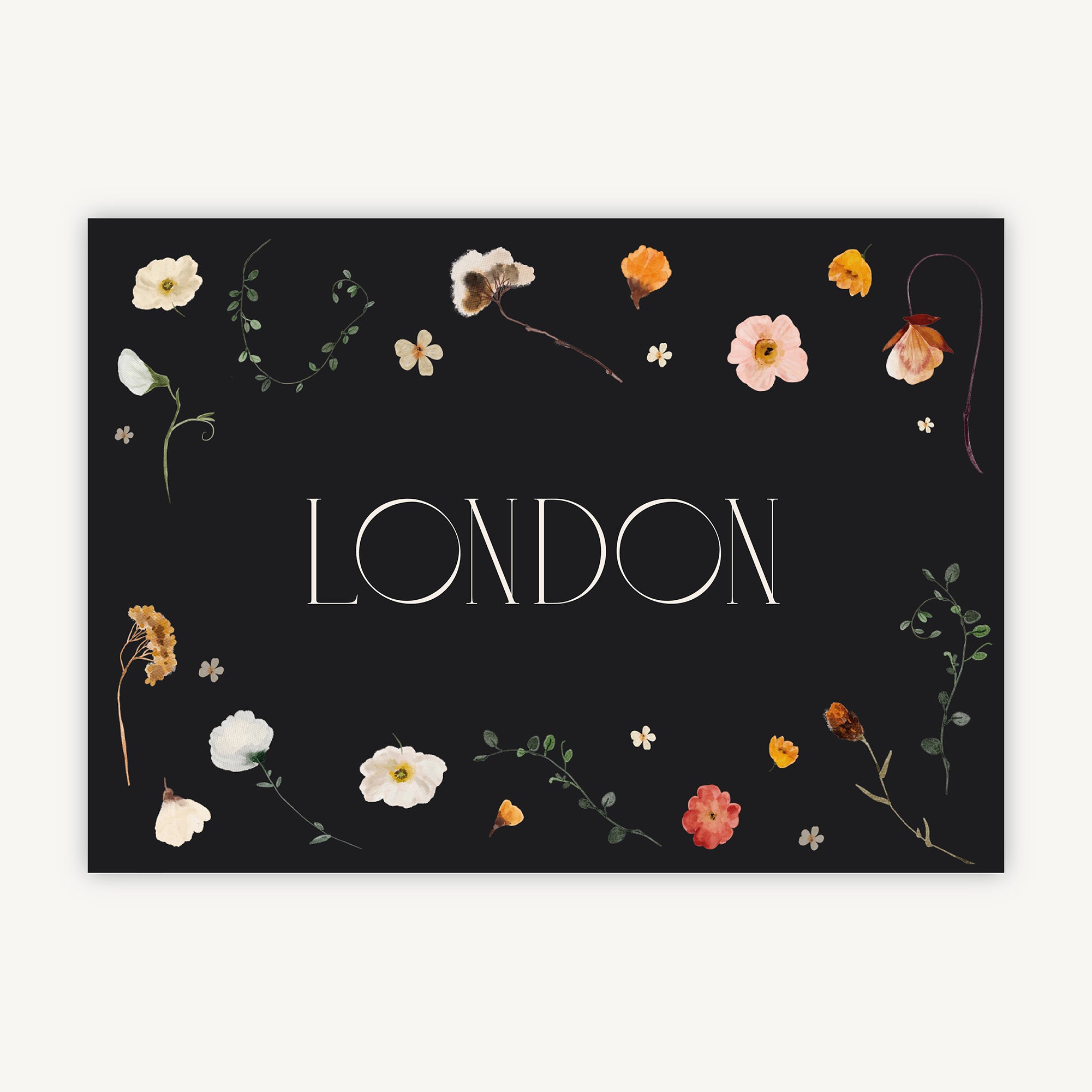 Winter Floral Wedding Table Name