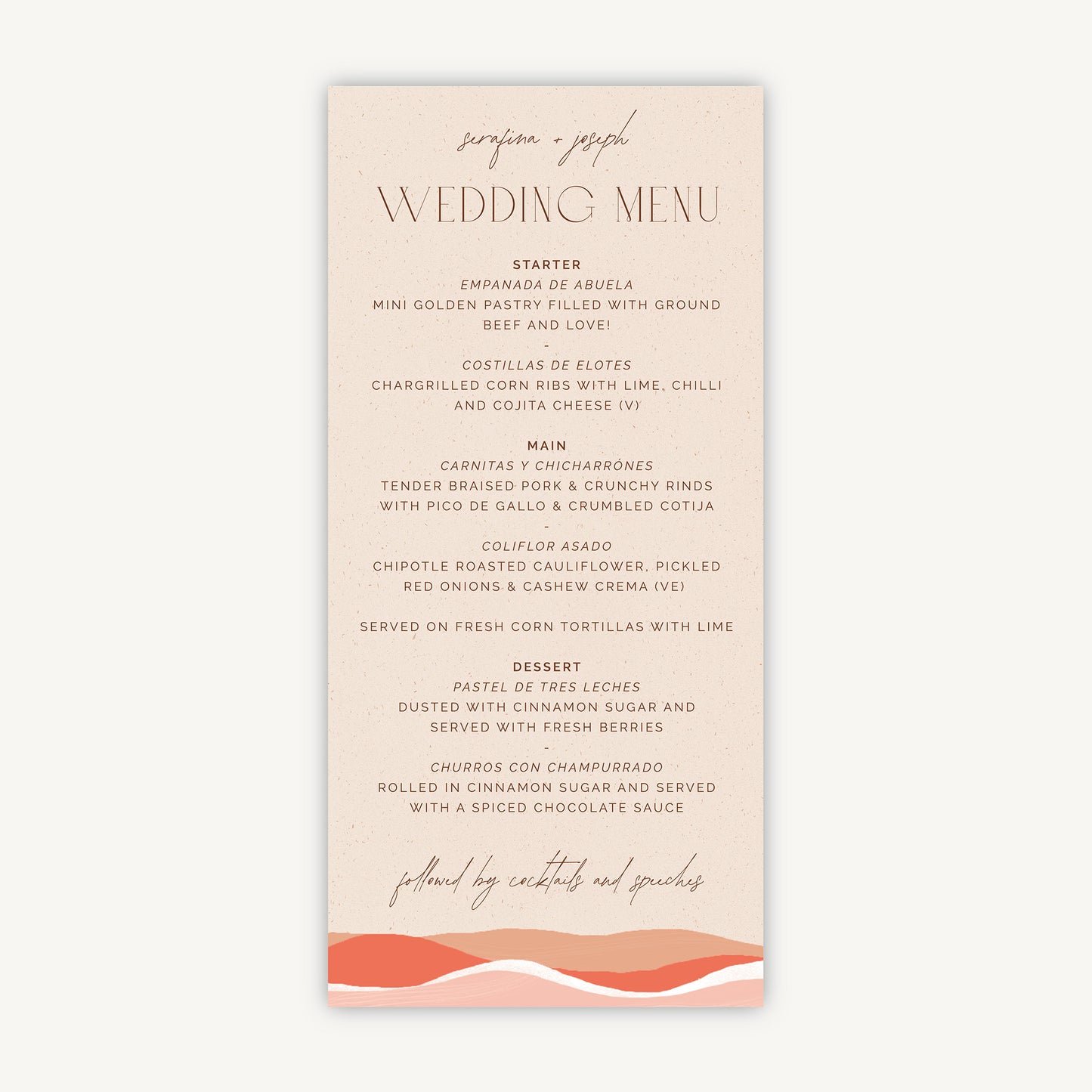 Palm Beach Wedding Menu