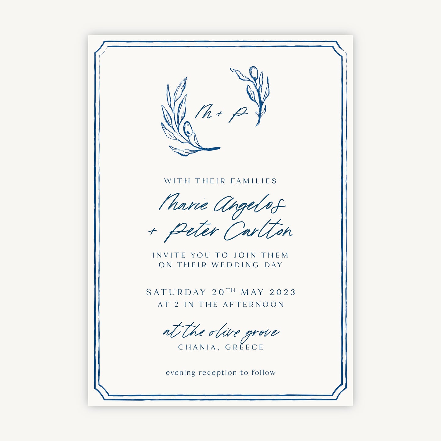 Blue Tile Mediterranean Wedding Invitation