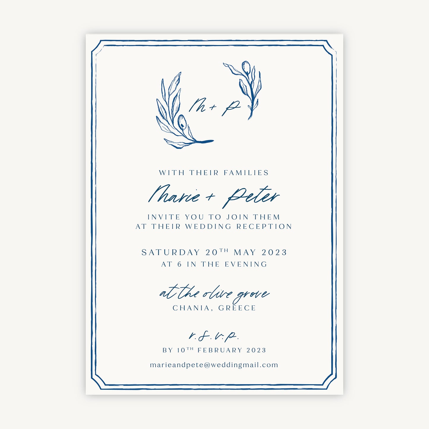 Blue Tile Mediterranean Evening/Reception Wedding Invitation