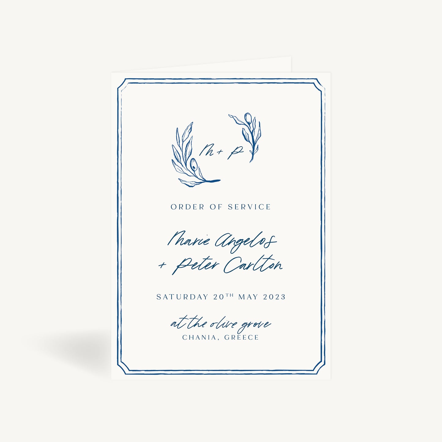 Blue Tile Mediterranean Wedding Order of Service