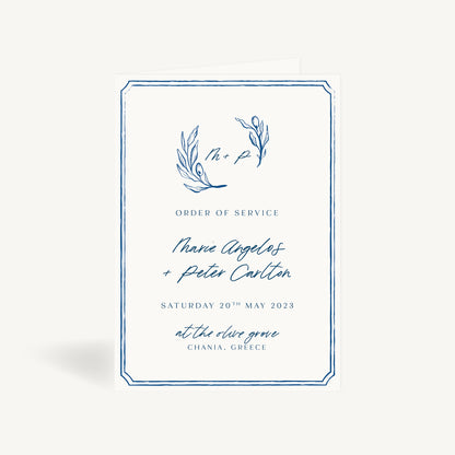Blue Tile Mediterranean Wedding Order of Service