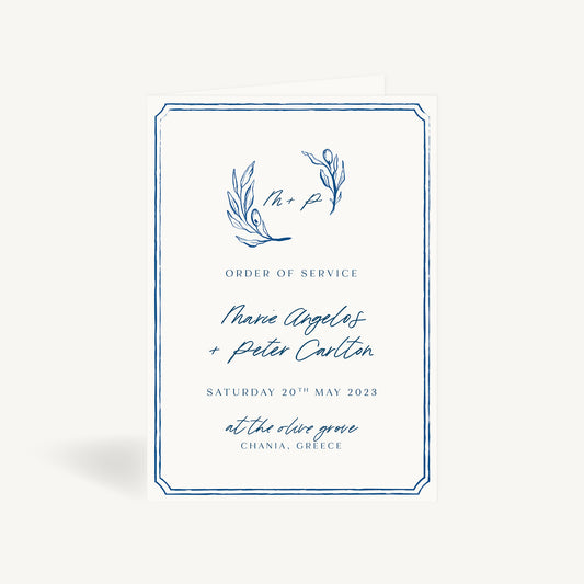 Blue Tile Mediterranean Wedding Order of Service