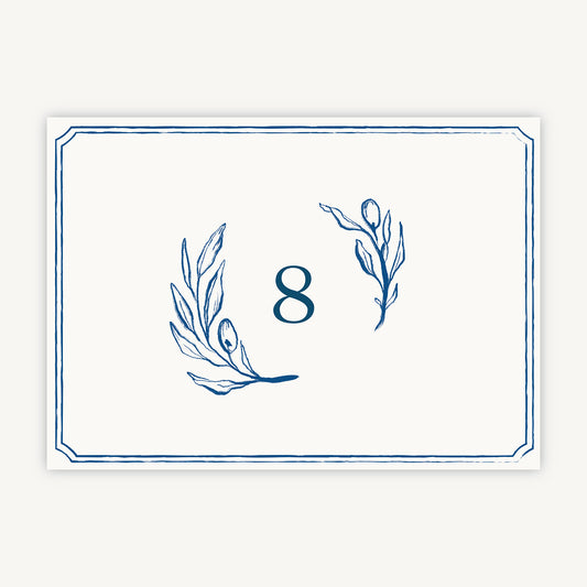 Blue Tile Mediterranean Wedding Table Number