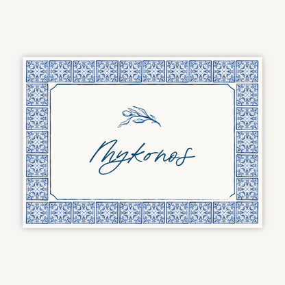 Blue Tile Mediterranean Wedding Table Name