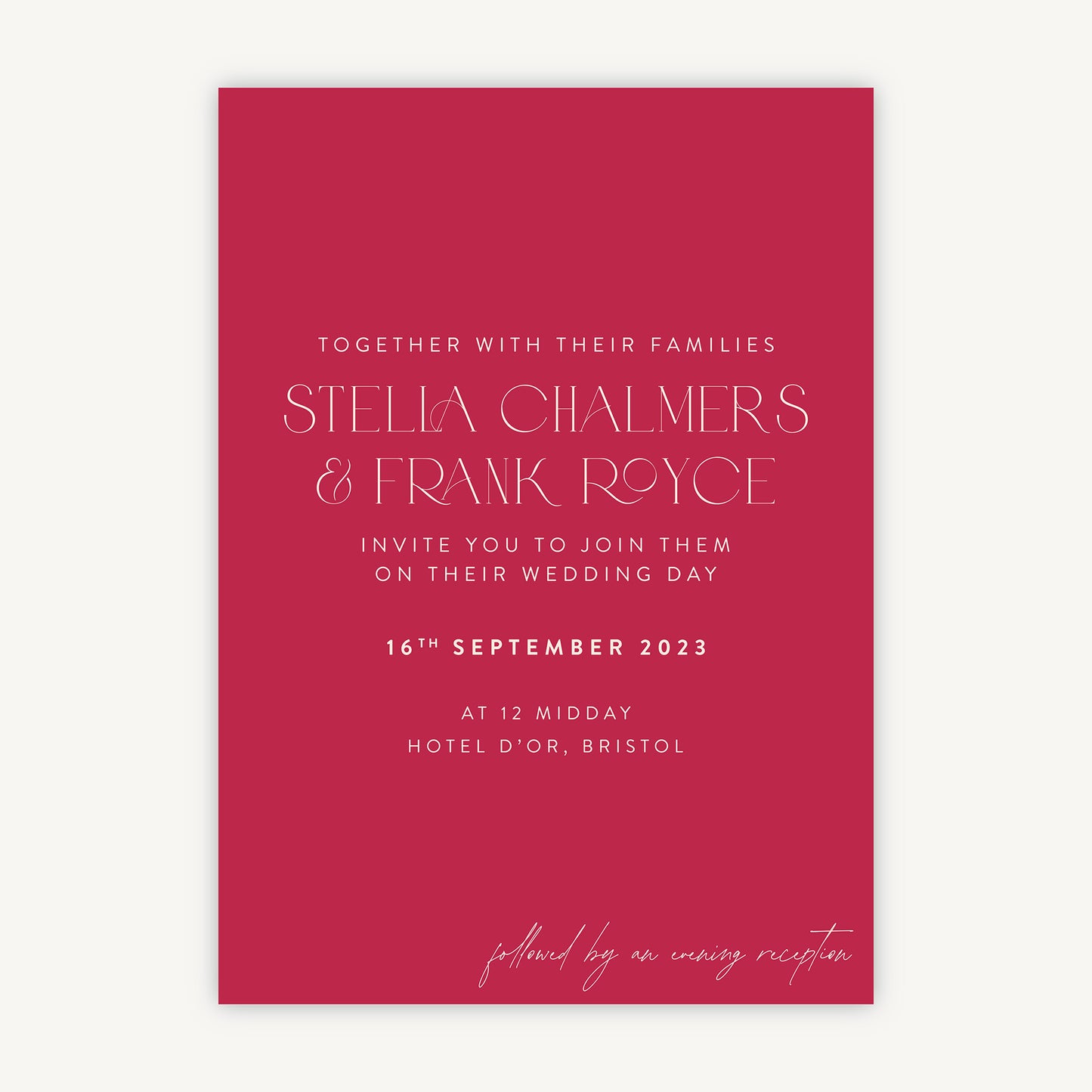Magenta Modern Script Wedding Invitation
