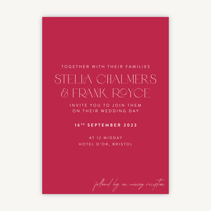 Magenta Modern Script Wedding Invitation