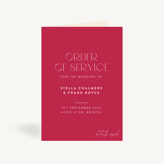 Magenta Modern Script Wedding Order of Service