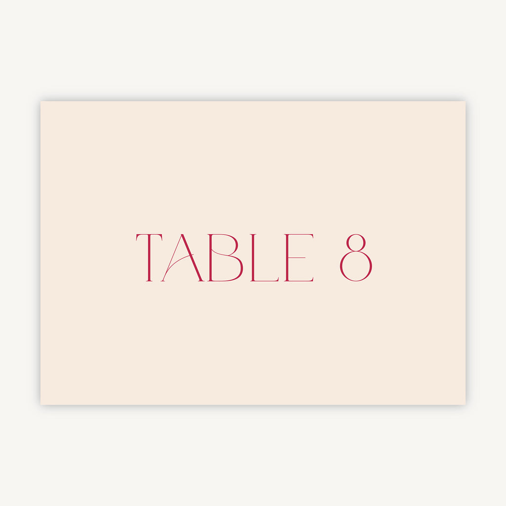 Magenta Modern Script Wedding Table Number