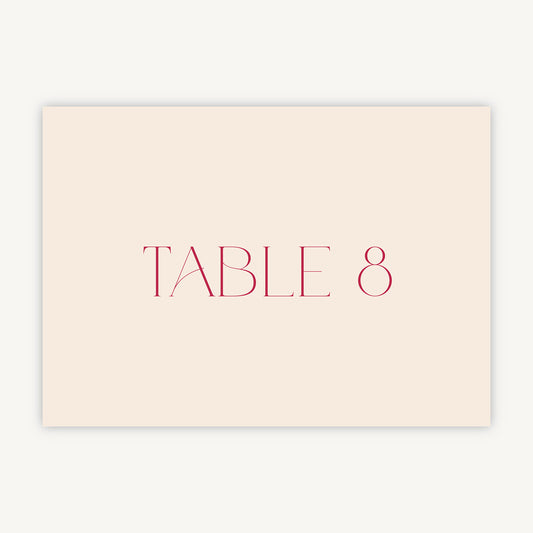 Magenta Modern Script Wedding Table Number