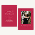 Magenta Modern Script Photo Wedding Thank You Card