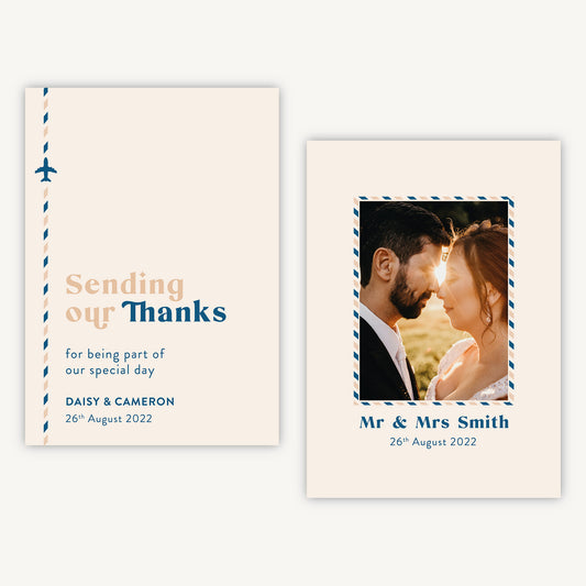 Muted Travel Photo Wedding Thank You Card