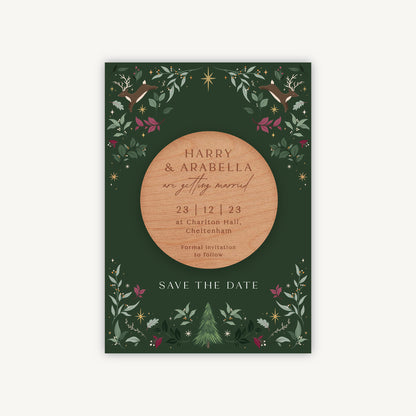 Winter Christmas Wooden Magnet Wedding Save the Date