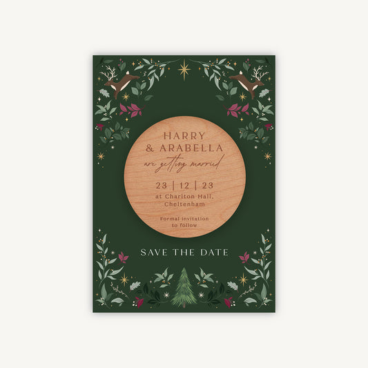 Winter Christmas Wooden Magnet Wedding Save the Date