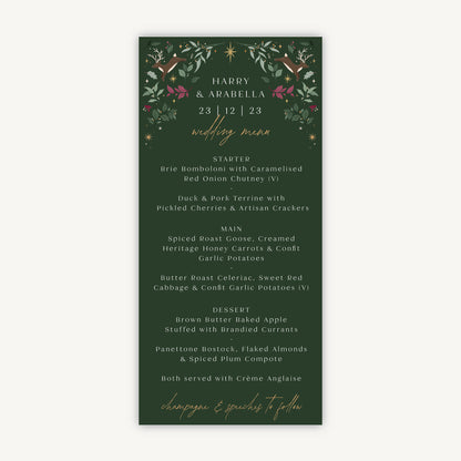 Winter Christmas Wedding Menu