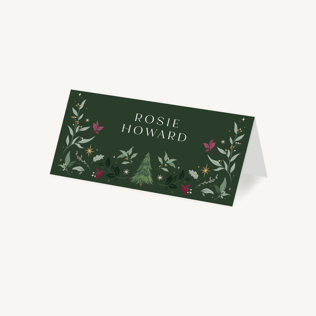 Winter Christmas Wedding Place Card