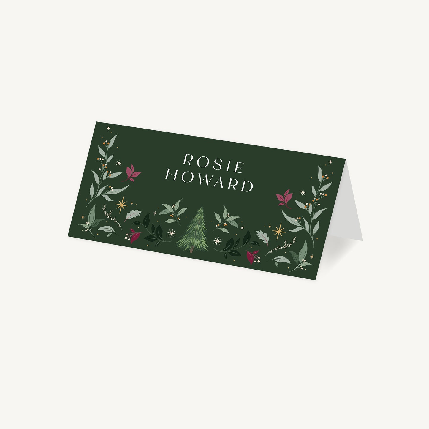 Winter Christmas Wedding Place Card