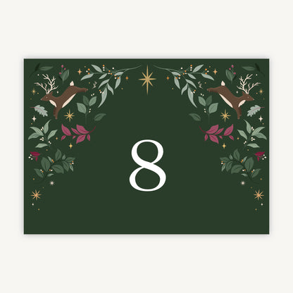Winter Christmas Wedding Table Number