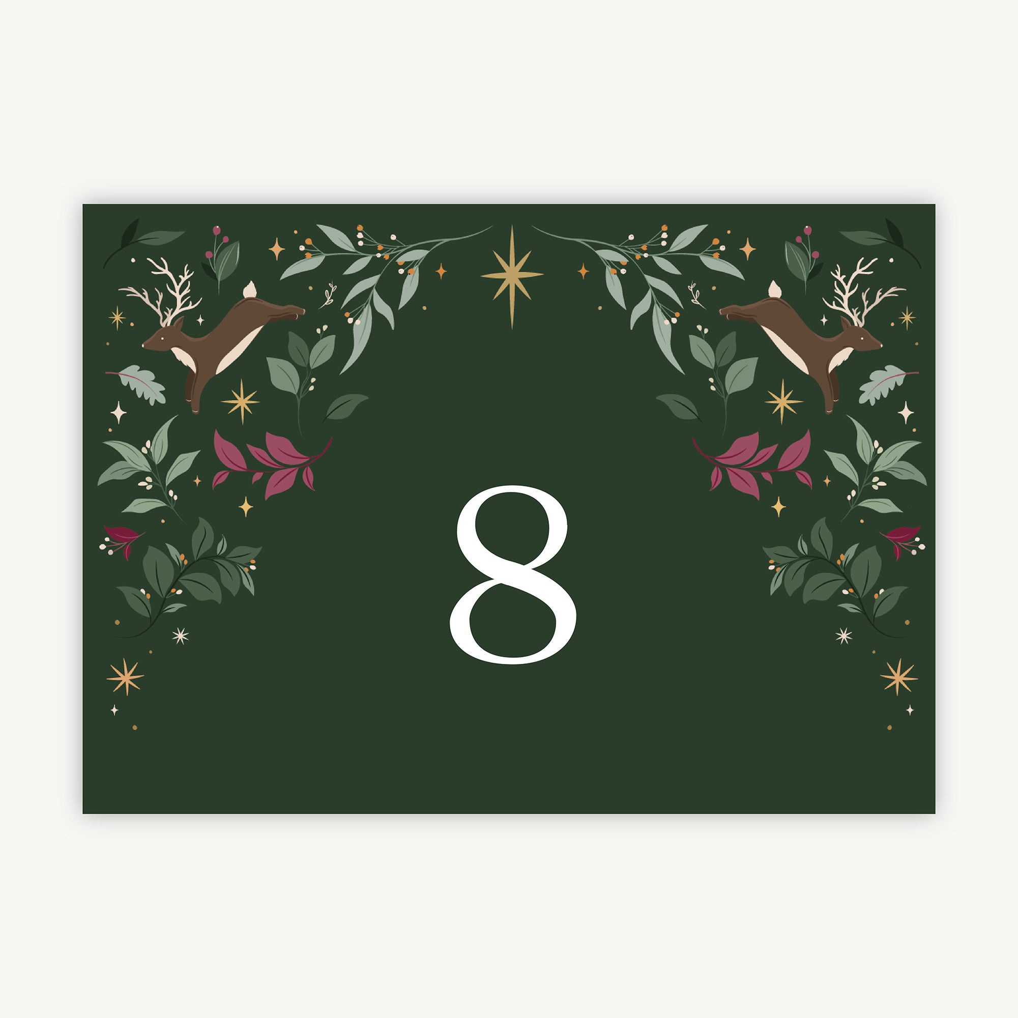 Winter Christmas Wedding Table Number