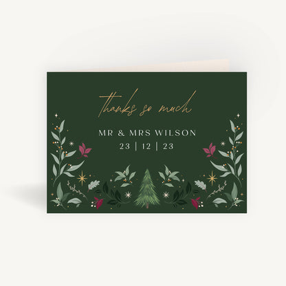 Winter Christmas Wedding Thank You Card Folded