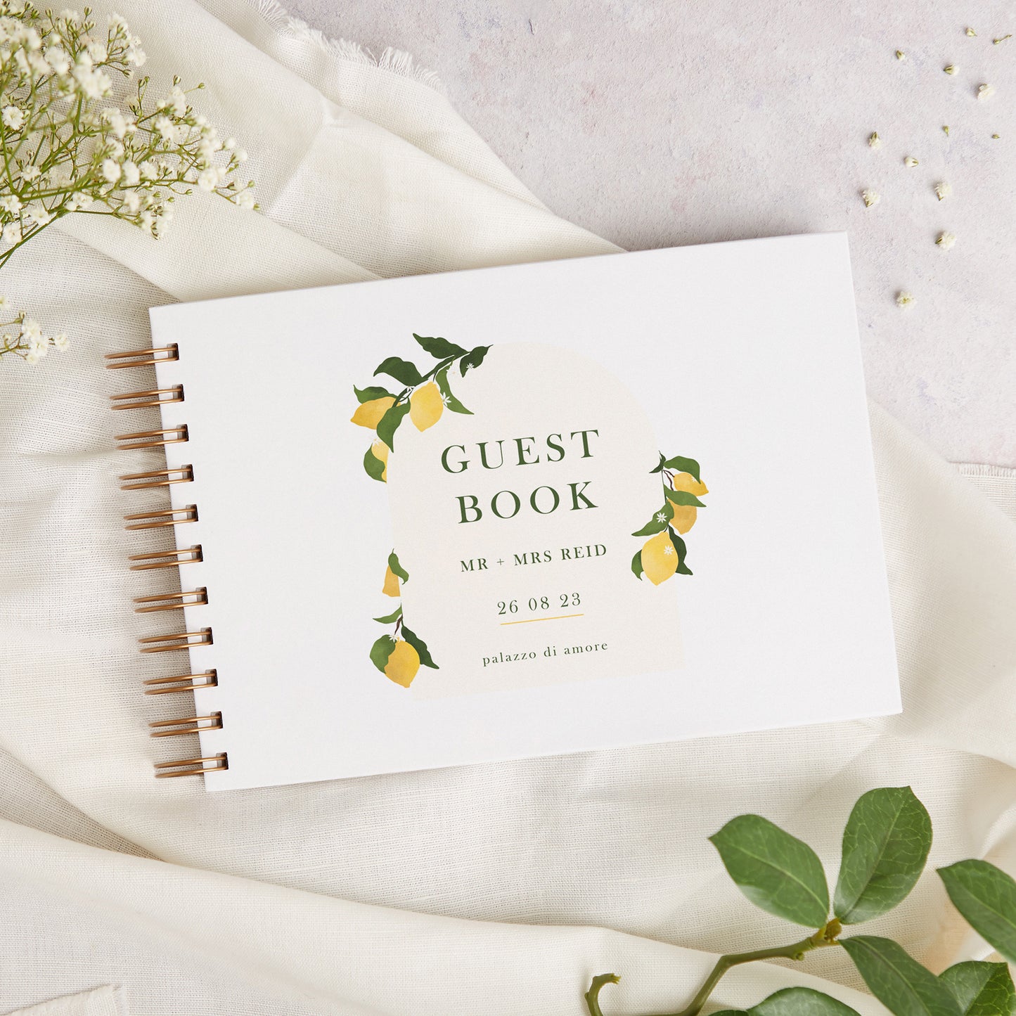 Amalfi Lemons Personalised Wedding Guest Book