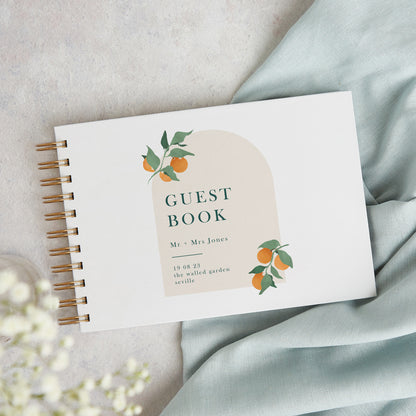 Mediterranean Oranges Personalised Wedding Guest Book