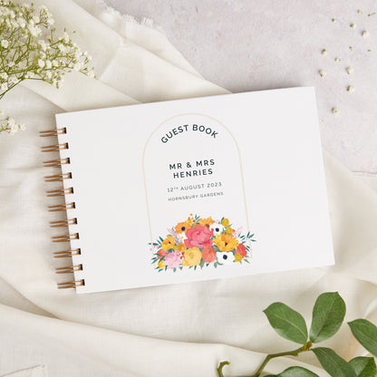 Bright Flowers Personalised Wedding Guest Book