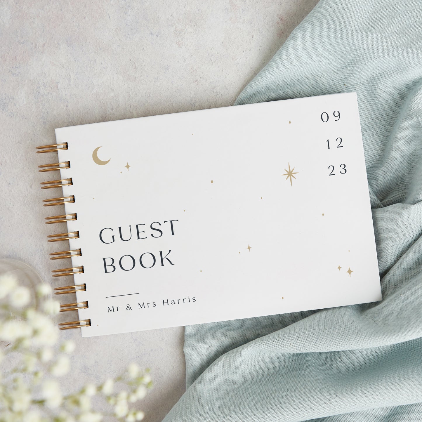 Celestial Night Sky Personalised Wedding Guest Book