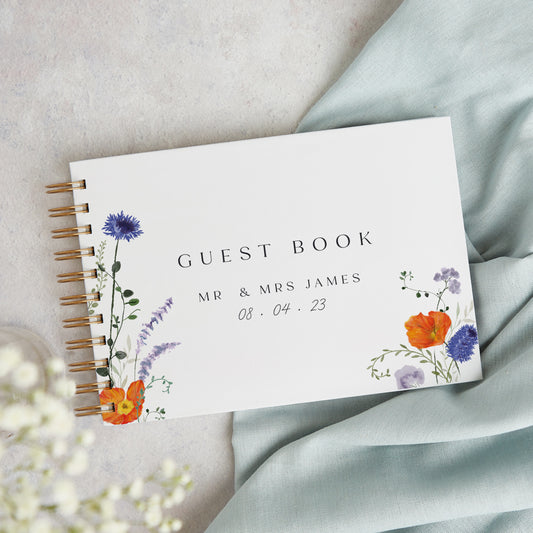 Pressed Wildflowers Personalised Wedding Guest Book
