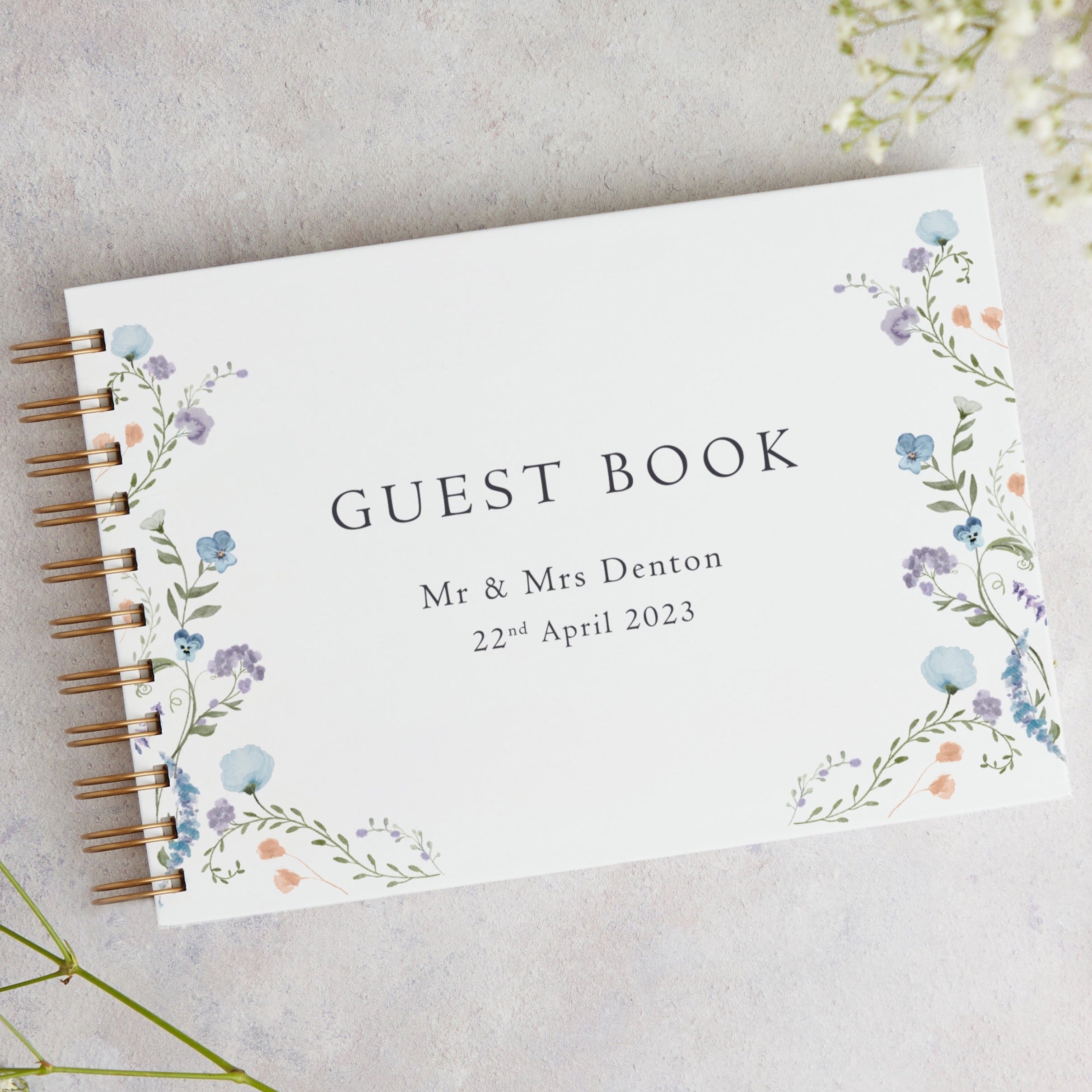 Floral Personalised Wedding Guest Book