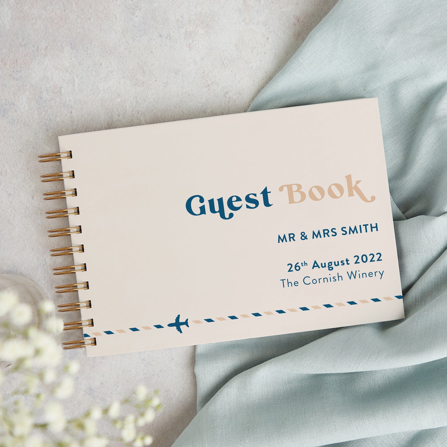 Muted Travel Personalised Wedding Guest Book