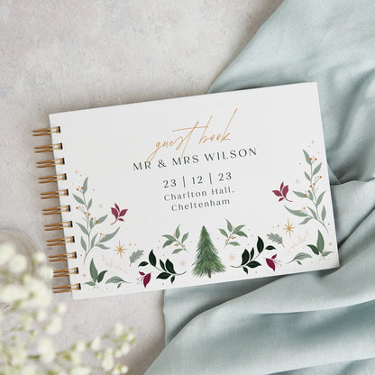 Winter Christmas Personalised Wedding Guest Book
