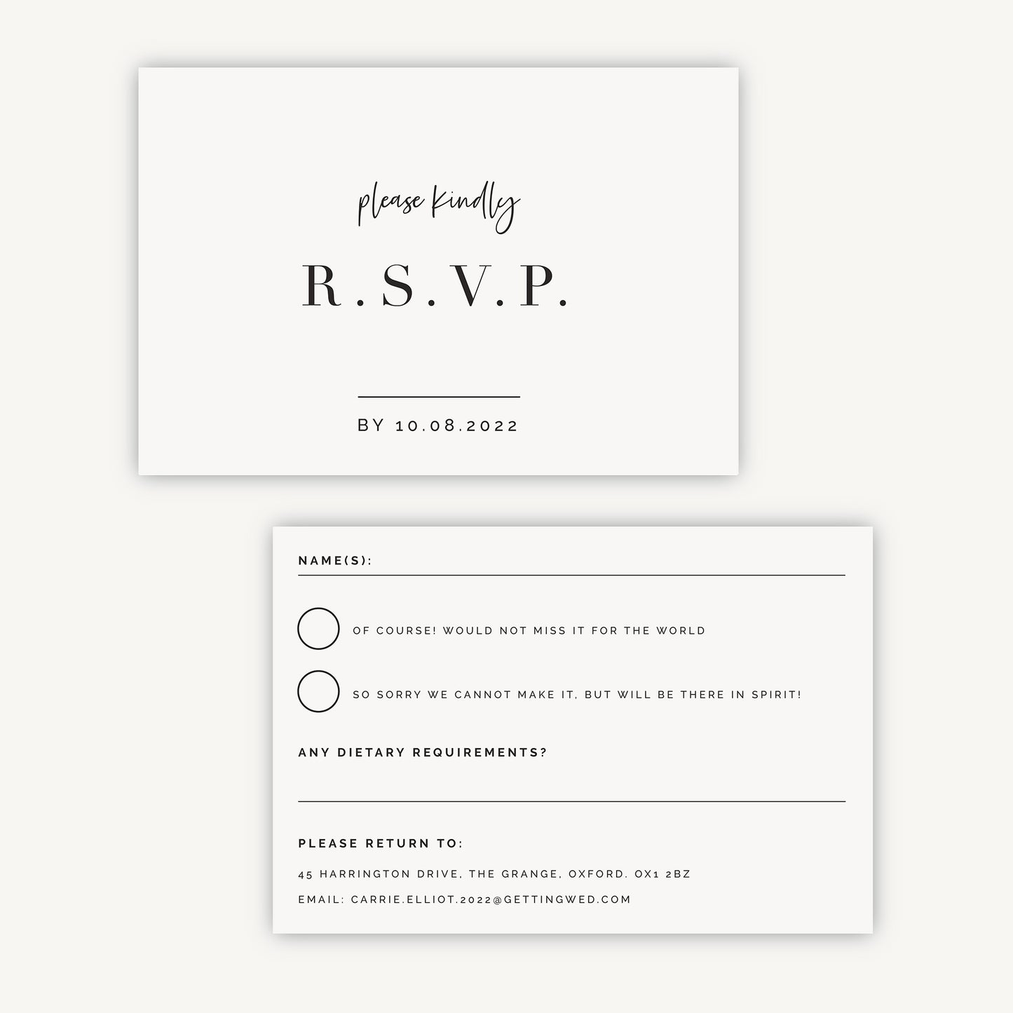 White Modern Script Wedding Invitation RSVP Card