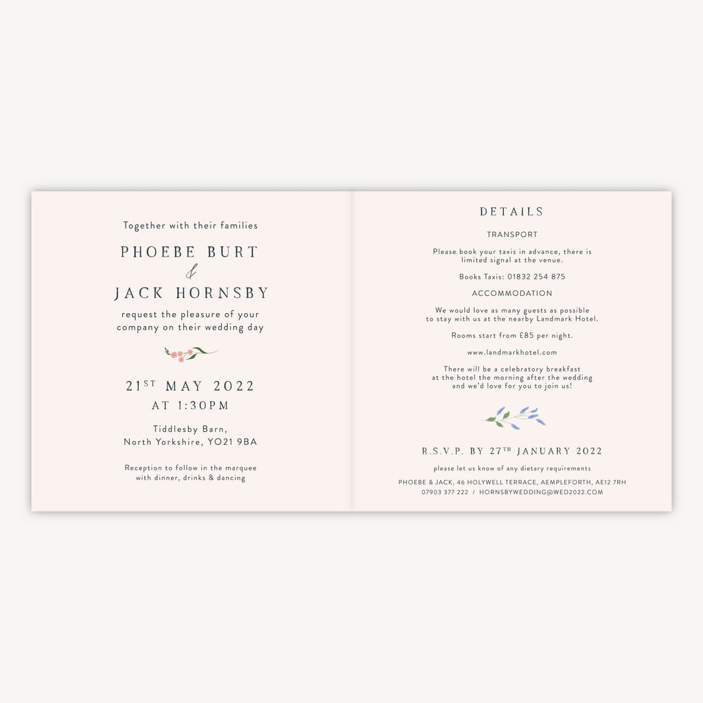 Wildflower Wreath Folded Wedding Invitation