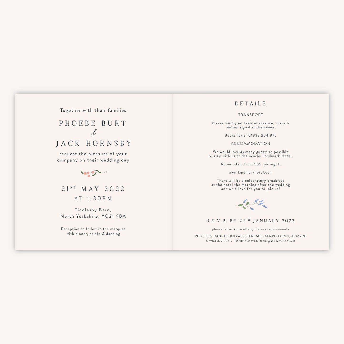 Wildflower Wreath Folded Wedding Invitation